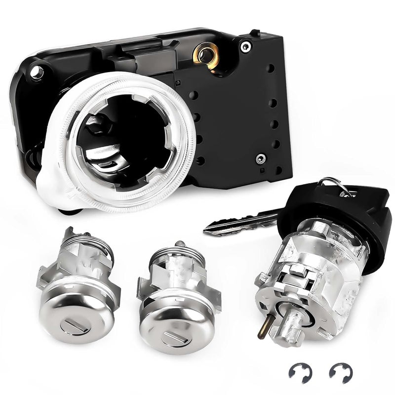 RHAOCZIYAUTO Ignition Switch Lock Cylinder & Housing & 2 Door Lock & 2 Key Fit for Dodge Ram 1500 2500 3500 94-02 Dakota Durango Viper 97-00 for Jeep Grand Cherokee 97-98 Replace # 5003845AA 56021346AB 5003893AA - Image 1